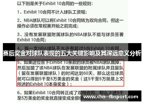 赛后奖金对球队表现的五大关键影响及其深远意义分析
